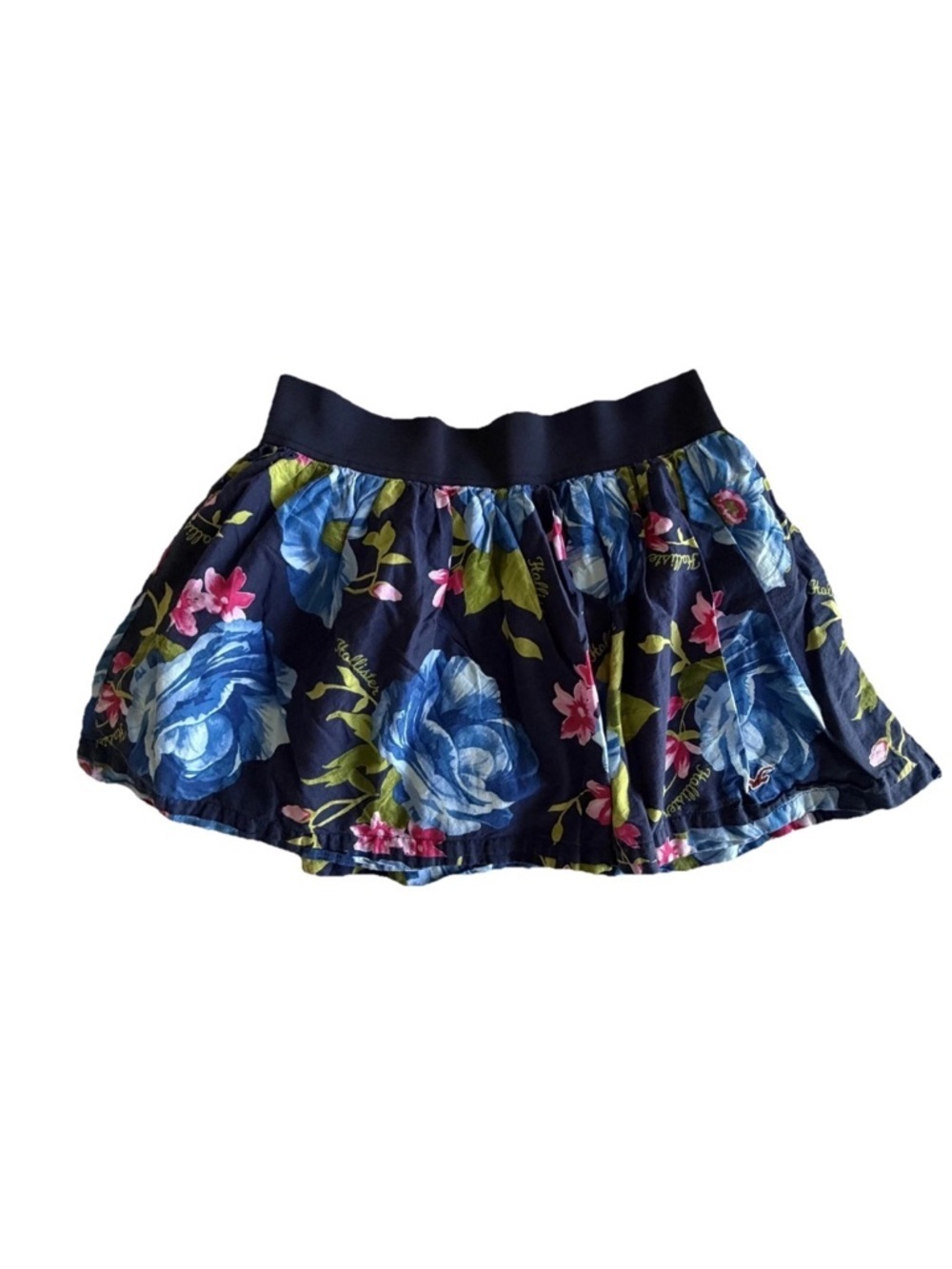 Hollister Skirt Womens M Floral Micro Mini  Pleated Lined Elastic Waist Cotton